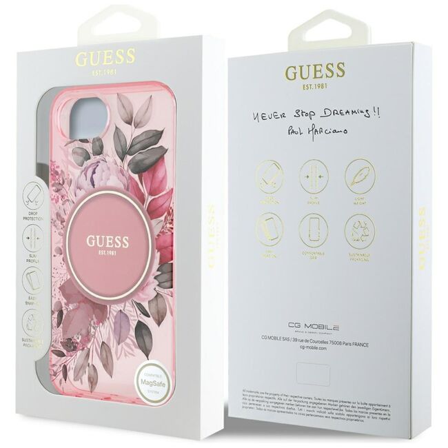 Husa premium pentru  iPhone 16e compatibila MagSafe Guess Luxury Series - Roz