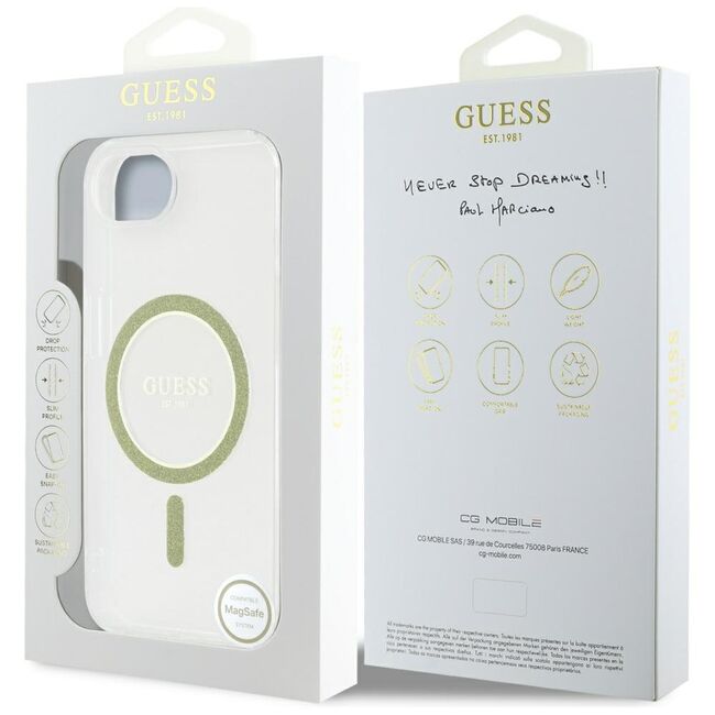 Husa premium pentru  iPhone 16e compatibila MagSafe Guess Luxury Series - Transparent