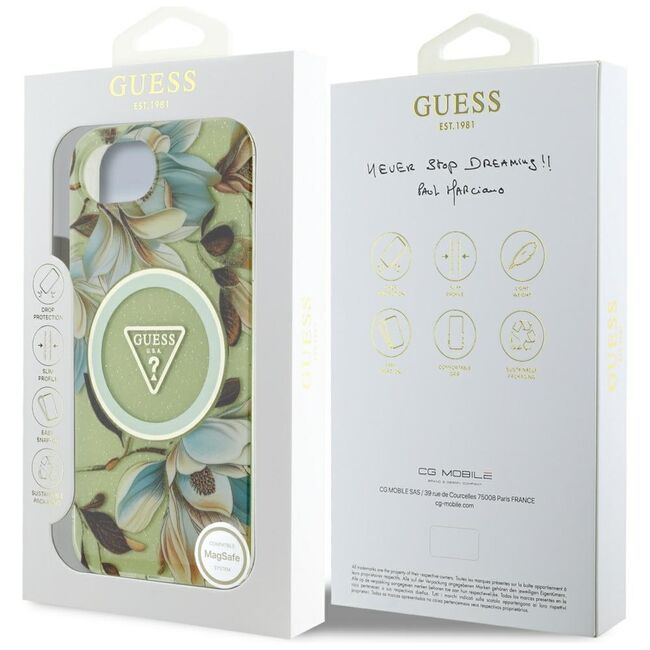 Husa premium pentru  iPhone 16e compatibila MagSafe Guess Luxury Series - Verde