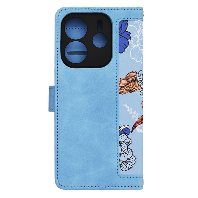 Husa tip carte pentru  Xiaomi Redmi Note 14 4G, functie stand si port carduri, Albastru