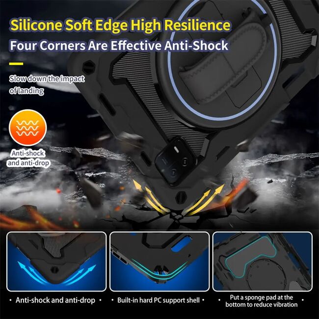 Pachet 360: Husa cu folie integrata pentru Xiaomi Pad 7 / Pad 7 Pro Shockproof Armor, negru