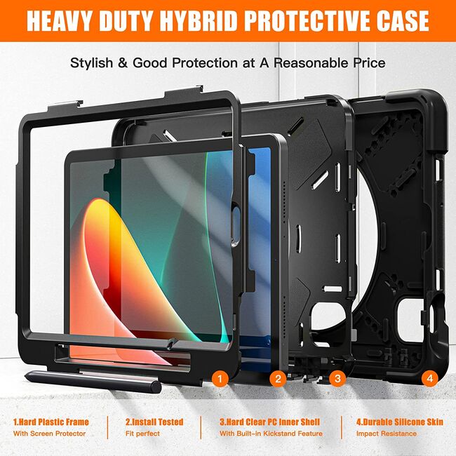 Pachet 360: Husa cu folie integrata pentru Xiaomi Pad 7 / Pad 7 Pro Shockproof Armor, negru