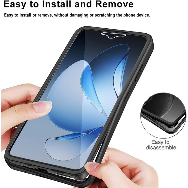 Set 360: Husa cu folie integrata pentru  Oppo Reno 13 Pro Protectie 360 fata / spate - Negru