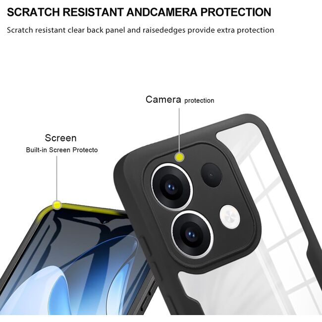 Set 360: Husa cu folie integrata pentru  Oppo Reno 13 Pro Protectie 360 fata / spate - Negru