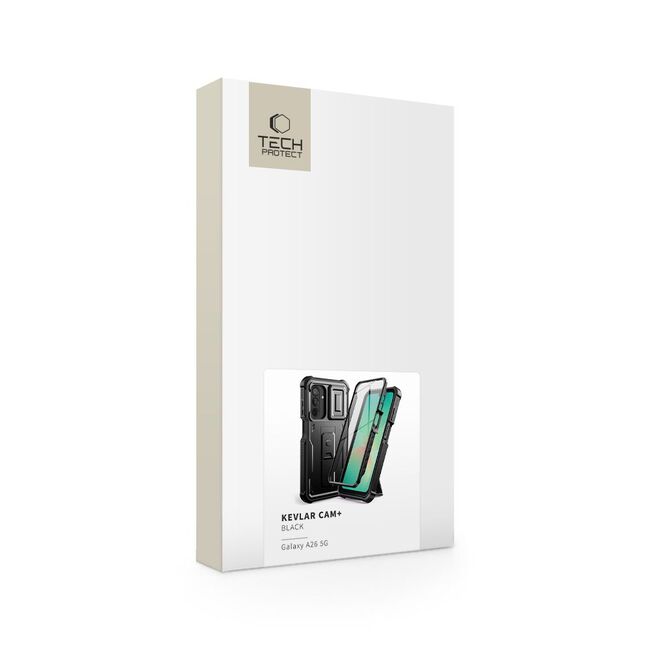 Pachet 360: Husa cu folie integrata Samsung Galaxy A26 KEVLAR PRO360 (fata spate), cu protectie lentile, negru