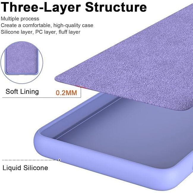 Husa pentru  Motorola Edge 60 Fusion Liquid Silicone, subțire, captusita cu microfibra, anti amprentă, protectie cameră foto, Mov