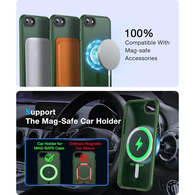 Husa pentru  iPhone 16e cu MagSafe, Ghost Series, frosted - Verde