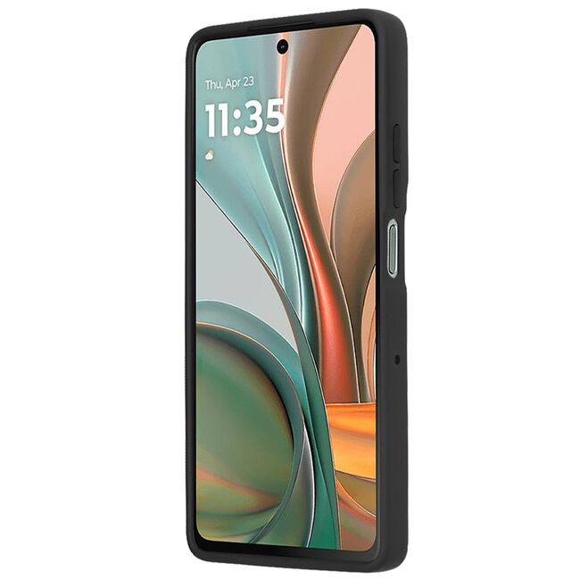 Husa de protectie pentru Moto G75 premium cu inel stand rotativ, suport magnetic si bumper anti-alunecare - Negru