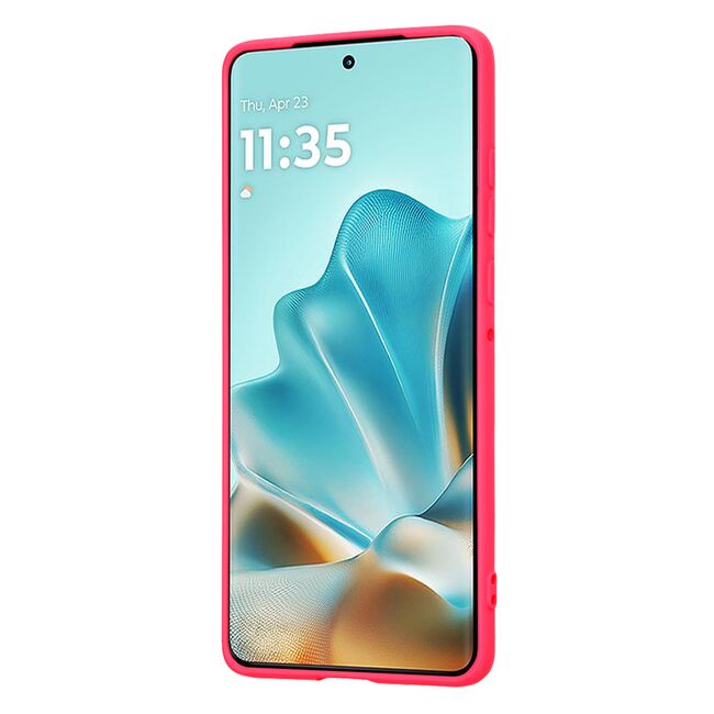 Husa pentru  Motorola Edge 60 Fusion Liquid Silicone, subțire, captusita cu microfibra, anti amprentă, protectie cameră foto, Fucsia