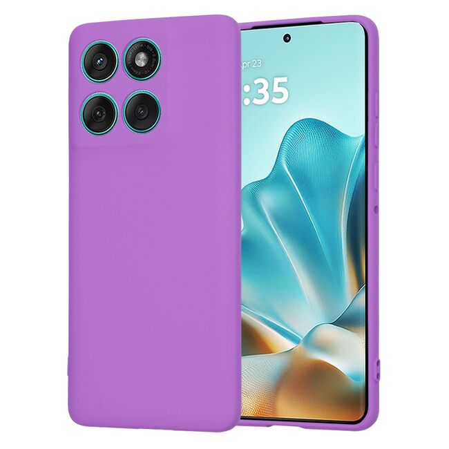 Husa pentru  Motorola Edge 60 Fusion Liquid Silicone, subțire, captusita cu microfibra, anti amprentă, protectie cameră foto, Mov