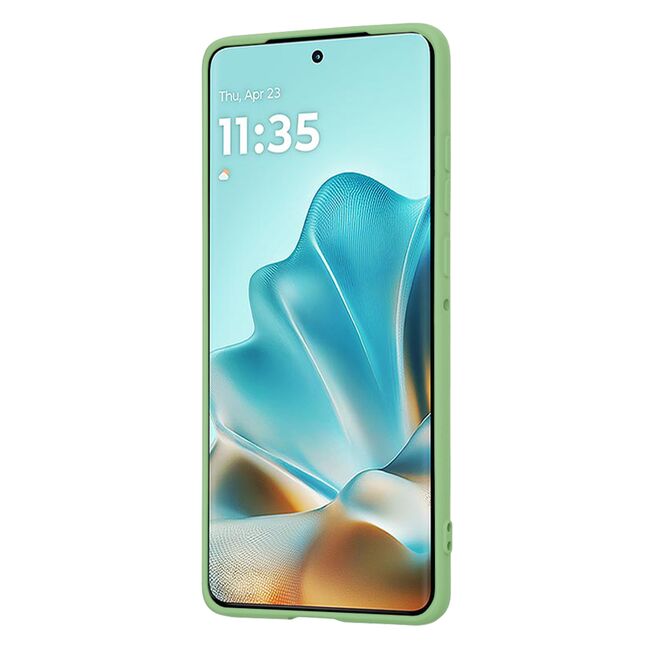 Husa pentru  Motorola Edge 60 Fusion Liquid Silicone, subțire, captusita cu microfibra, anti amprentă, protectie cameră foto, Verde deschis