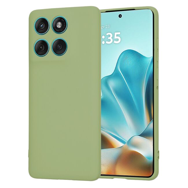 Husa pentru  Motorola Edge 60 Fusion Liquid Silicone, subțire, captusita cu microfibra, anti amprentă, protectie cameră foto, Verde