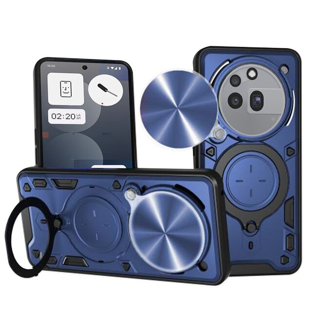 Husa pentru  Nothing Phone (3a) Pro cu protecție pentru cameră și suport magnetic integrat Ring Shockproof, Albastru