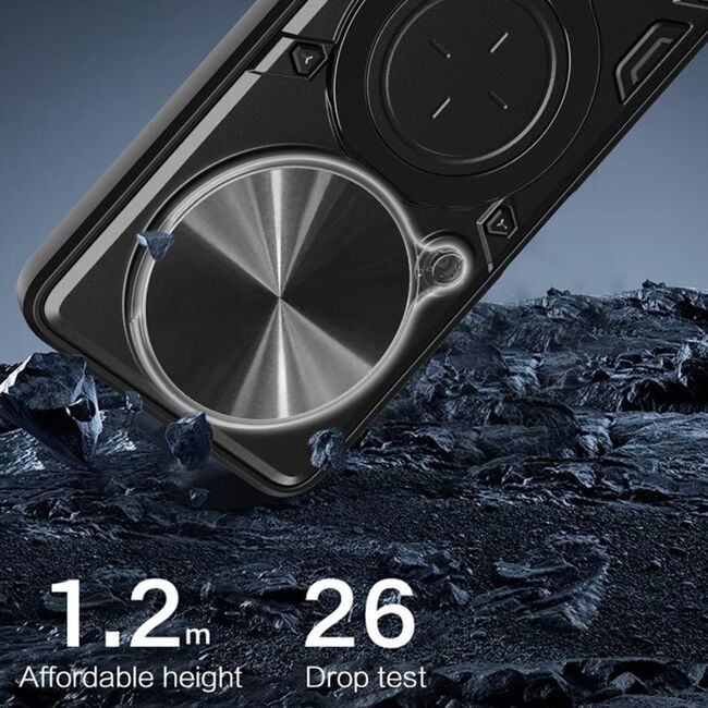Husa pentru  Nothing Phone (3a) Pro cu protecție pentru cameră și suport magnetic integrat Ring Shockproof, Negru