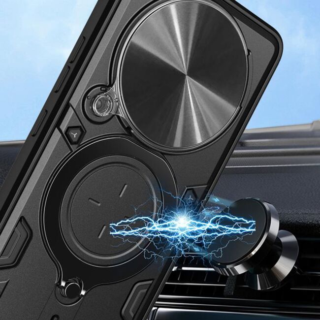 Husa pentru  Nothing Phone (3a) Pro cu protecție pentru cameră și suport magnetic integrat Ring Shockproof, Roz