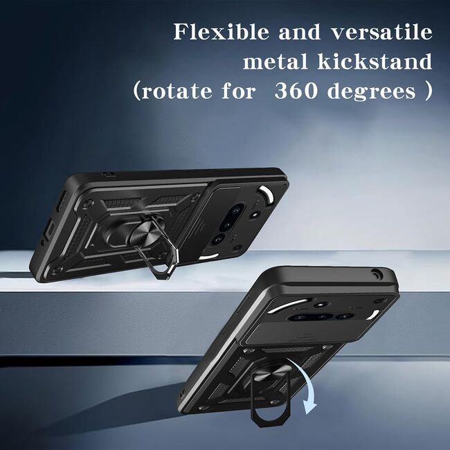 Husa pentru  Nothing Phone (3a) Ring Armor Kickstand Tough Rugged Cover cu protectie camera, Albastru