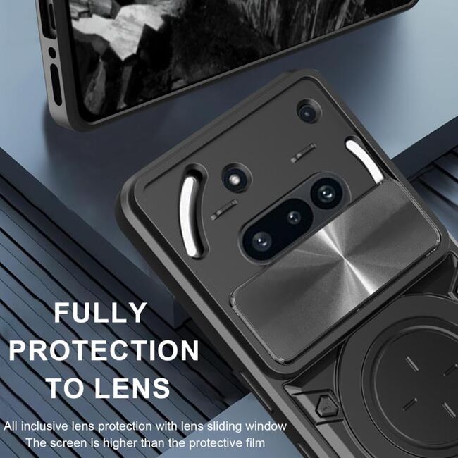 Husa pentru  Nothing Phone (3a) cu protecție pentru cameră și suport magnetic integrat Ring Shockproof, Negru