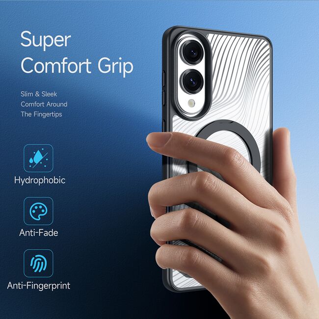 Husa pentru  Samsung Galaxy S25 Edge compatibila MagSafe, Flowing Lines Comfort Grip - transparent