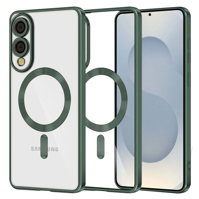 Husa pentru  Samsung Galaxy S25 Edge cu MagSafe si protectie pentru lentile anti-shock 1.5 mm transparent - Verde