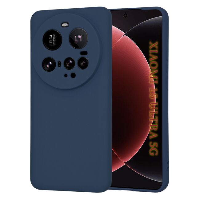 Husa pentru  Xiaomi 15 Ultra Liquid Silicone, subțire, captusita cu microfibra, anti amprentă, protectie cameră foto, Albastru