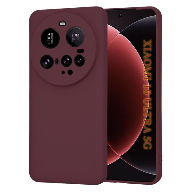 Husa pentru  Xiaomi 15 Ultra Liquid Silicone, subțire, captusita cu microfibra, anti amprentă, protectie cameră foto, Bordeaux