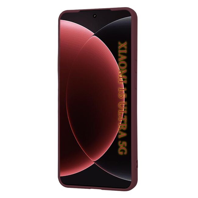 Husa pentru  Xiaomi 15 Ultra Liquid Silicone, subțire, captusita cu microfibra, anti amprentă, protectie cameră foto, Bordeaux