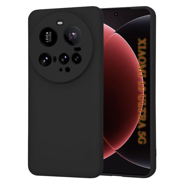 Husa pentru  Xiaomi 15 Ultra Liquid Silicone, subțire, captusita cu microfibra, anti amprentă, protectie cameră foto, Negru