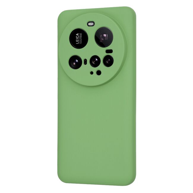Husa pentru  Xiaomi 15 Ultra Liquid Silicone, subțire, captusita cu microfibra, anti amprentă, protectie cameră foto, Verde deschis
