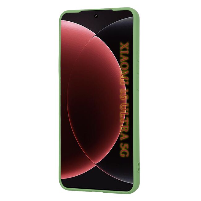 Husa pentru  Xiaomi 15 Ultra Liquid Silicone, subțire, captusita cu microfibra, anti amprentă, protectie cameră foto, Verde deschis