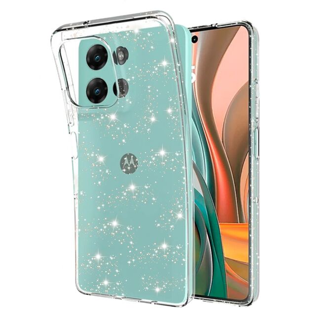 Husa pentru Moto G75 cu sclipici Liquid Crystal Glitter, Transparent