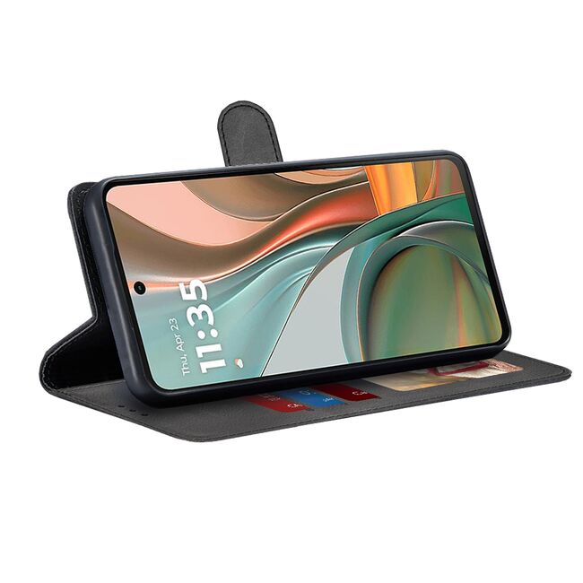 Husa pentru Moto G75 tip carte 360 Kickstand Portofel Multifunctional, Protectie Completa, Negru denim