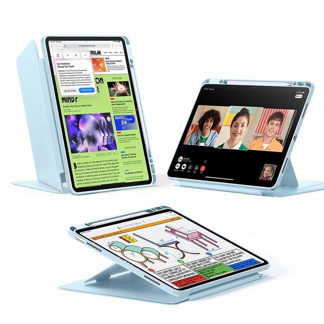 Husa pentru iPad Air 13 (2024, 2025) ESR - Flip Hybrid Folio cu functie sleep / wake-up, tip stand si slot pentru stylus - Albastru