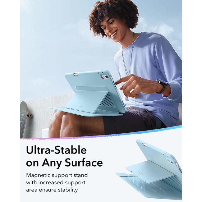 Husa pentru iPad Air 13 (2024, 2025) ESR - Flip Hybrid Folio cu functie sleep / wake-up, tip stand si slot pentru stylus - Albastru