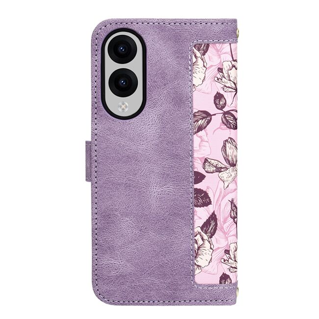 Husa tip carte pentru  Samsung Galaxy S25 Edge, functie stand si port carduri, Mov