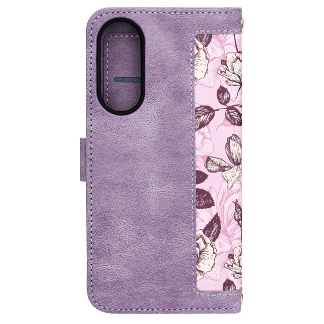 Husa tip carte pentru  Samsung Galaxy S25 Edge, functie stand si port carduri, Mov