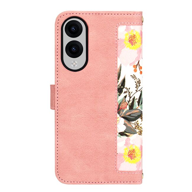 Husa tip carte pentru  Samsung Galaxy S25 Edge, functie stand si port carduri, Roz