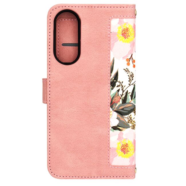 Husa tip carte pentru  Samsung Galaxy S25 Edge, functie stand si port carduri, Roz