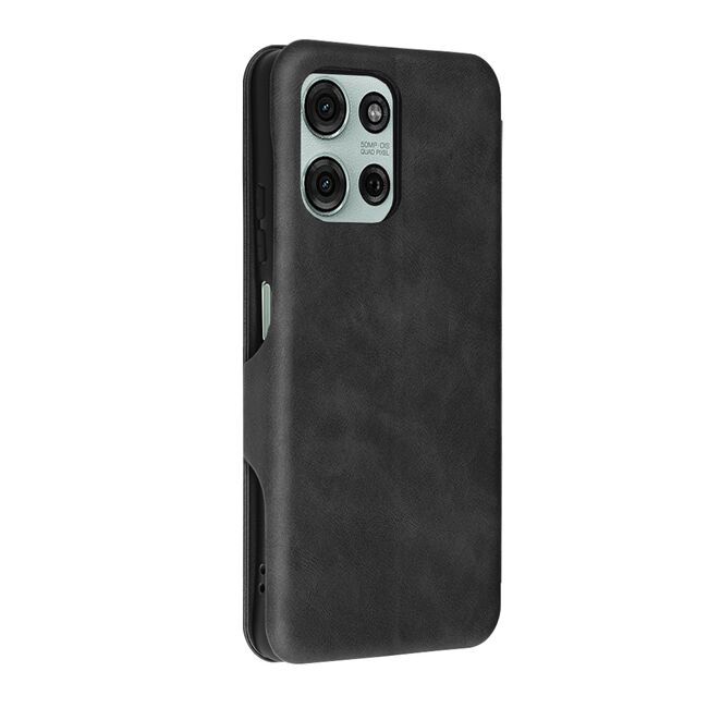 Husa tip carte pentruMoto G75 Smart Wallet fata - spate protectie 360 - Negru