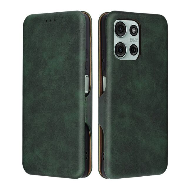 Husa tip carte pentruMoto G75 Smart Wallet fata - spate protectie 360 - Verde