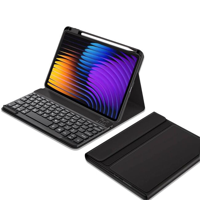 Husa cu tastatura iluminata detasabila pentru Xiaomi Pad 7 / 7 Pro, negru