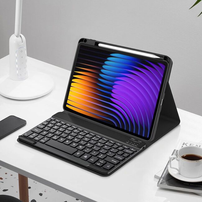 Husa cu tastatura iluminata detasabila pentru Xiaomi Pad 7 / 7 Pro, negru