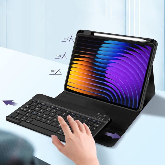 Husa cu tastatura iluminata detasabila pentru Xiaomi Pad 7 / 7 Pro, negru