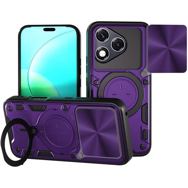 Husa pentru  Honor 400 Lite cu protecție pentru cameră și suport magnetic integrat Ring Shockproof, Mov