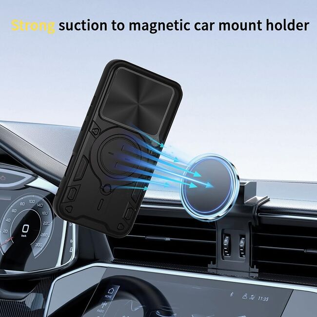 Husa pentru  Honor 400 Lite cu protecție pentru cameră și suport magnetic integrat Ring Shockproof, Mov
