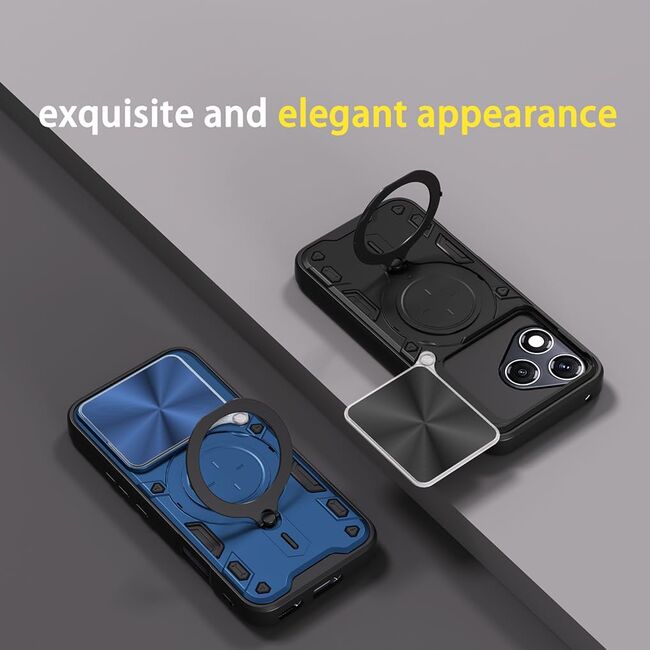 Husa pentru  Honor 400 Lite cu protecție pentru cameră și suport magnetic integrat Ring Shockproof, Negru