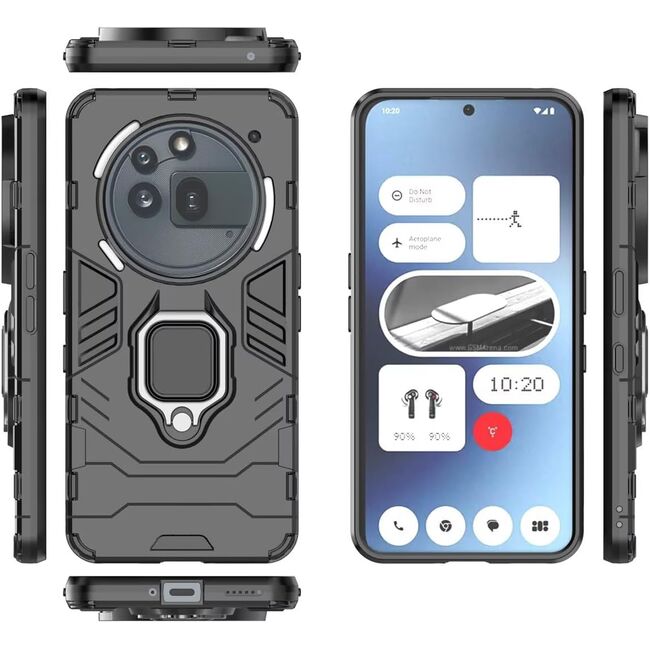 Husa pentru  Nothing Phone (3a) Pro cu inel Ring Armor Kickstand Tough, Negru