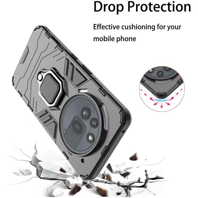 Husa pentru  Nothing Phone (3a) Pro cu inel Ring Armor Kickstand Tough, Negru