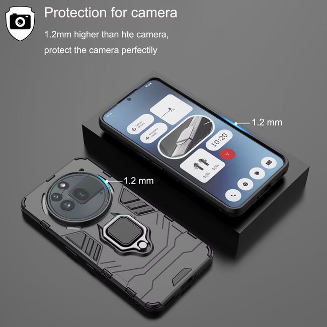 Husa pentru  Nothing Phone (3a) Pro cu inel Ring Armor Kickstand Tough, Negru