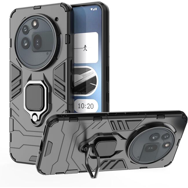 Husa pentru  Nothing Phone (3a) Pro cu inel Ring Armor Kickstand Tough, Negru