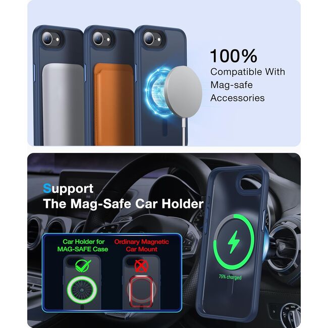 Husa pentru  iPhone 16e cu MagSafe, Ghost Series, frosted - Albastru